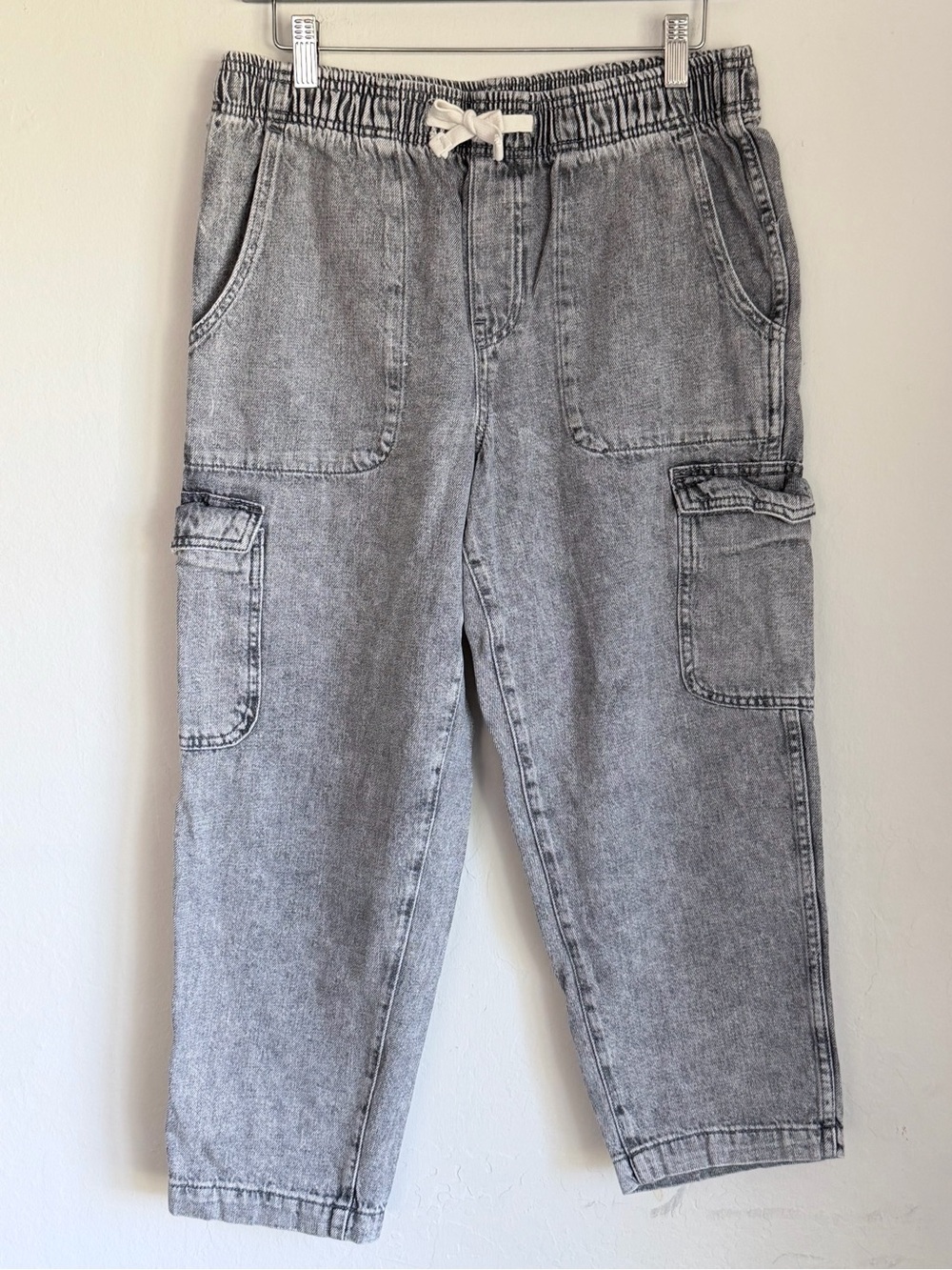 GAP ‘Easy Jean’ Gray Wash Cargo Pants Elastic Drawstring Waist, Sz  M